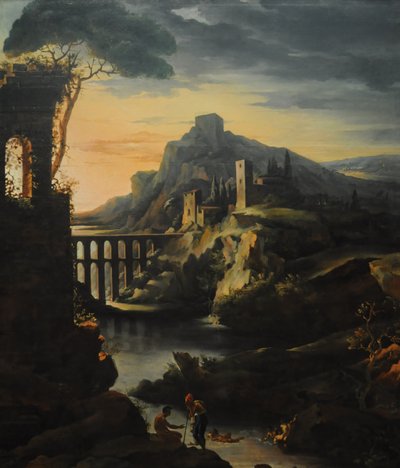 Paysage du soir avec un aqueduc - Theodore Gericault